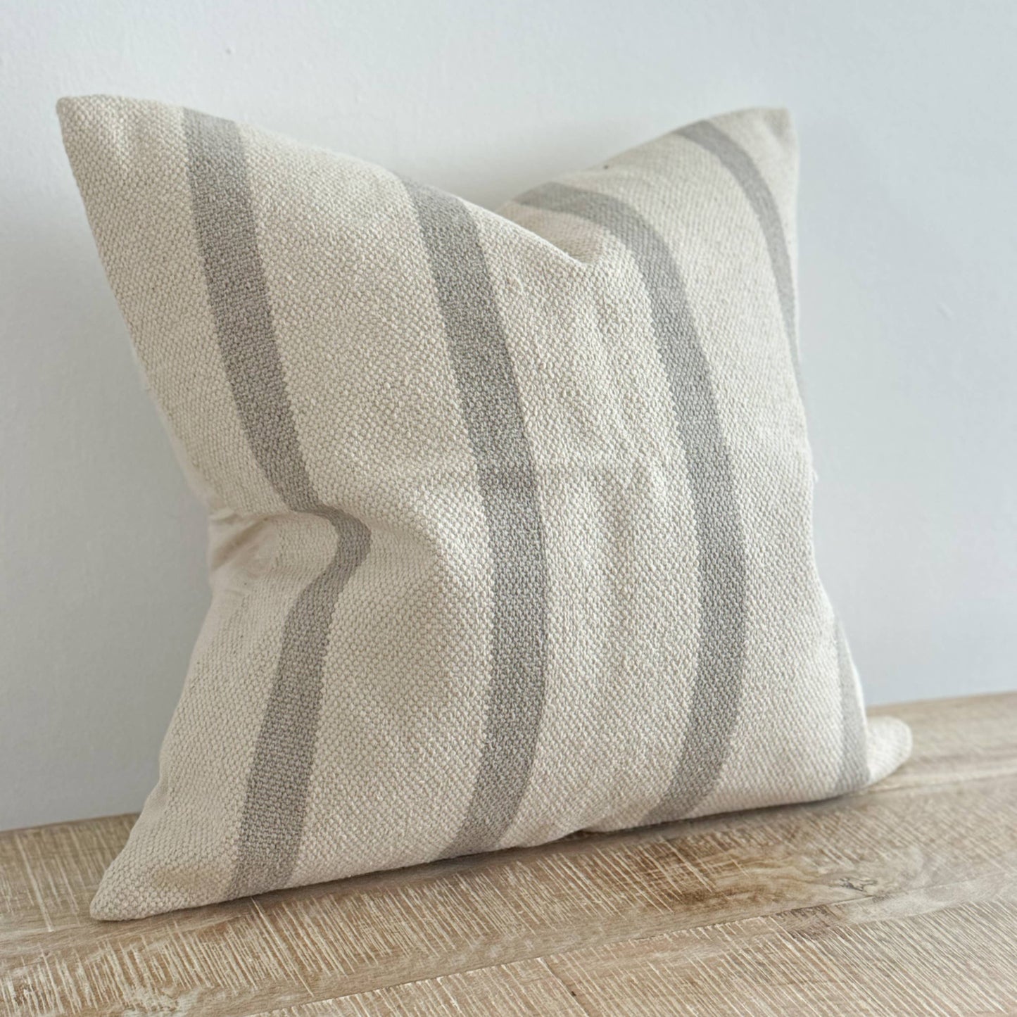 India Luxe Cotton Cushion Cover 45×45 – Grey Stripe