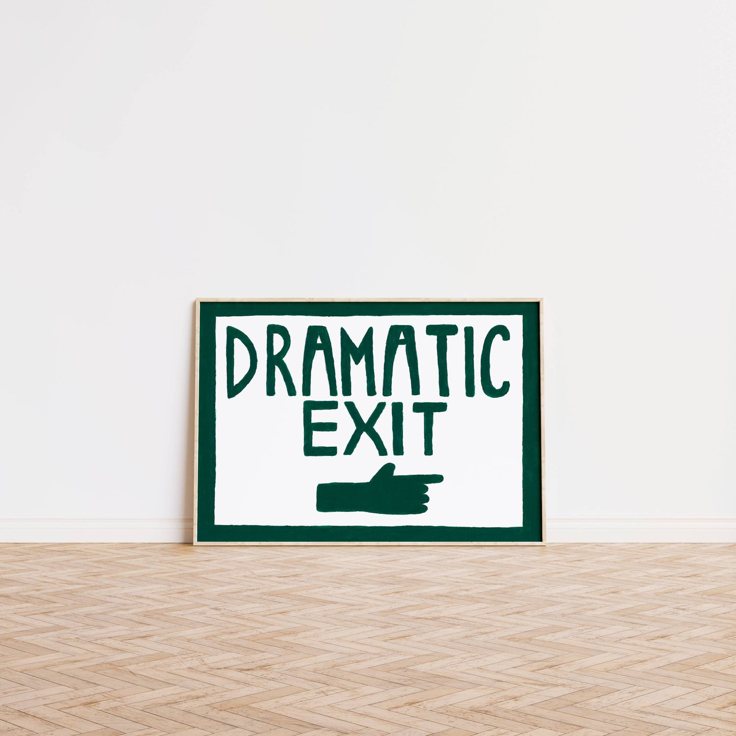 Dramatic Exit Hand Painted Print A3
