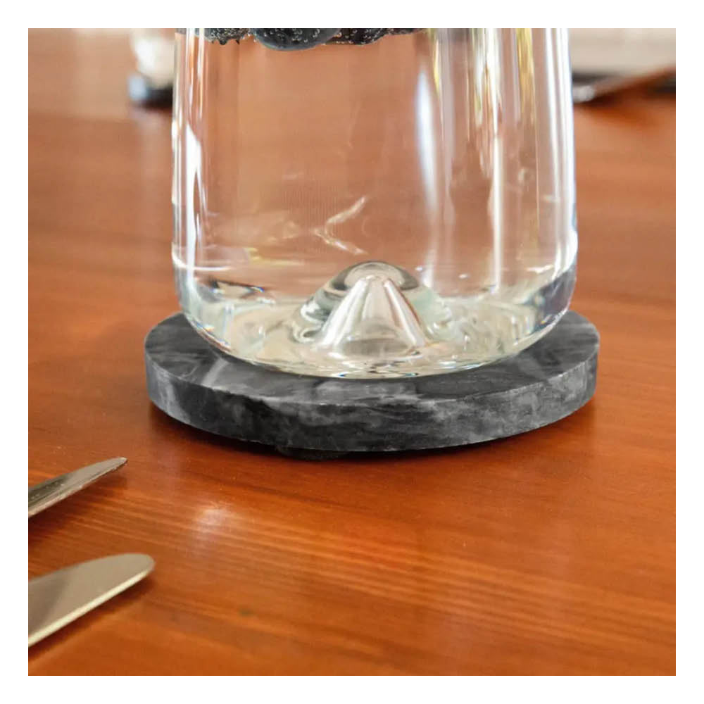 Round Black Marble Coasters - Set of 6