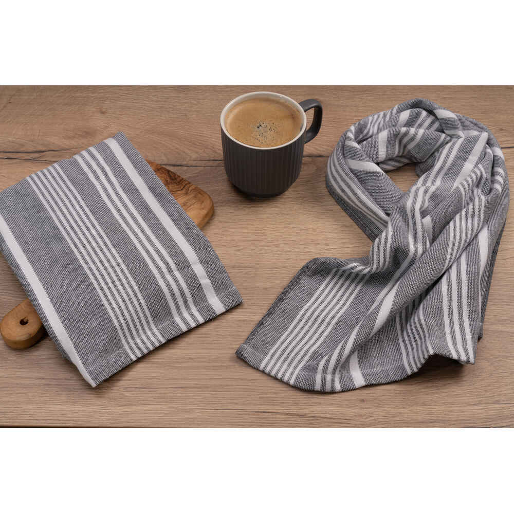 Cuisinart Fouta Tea Towel Grey Stripe 2 Pack
