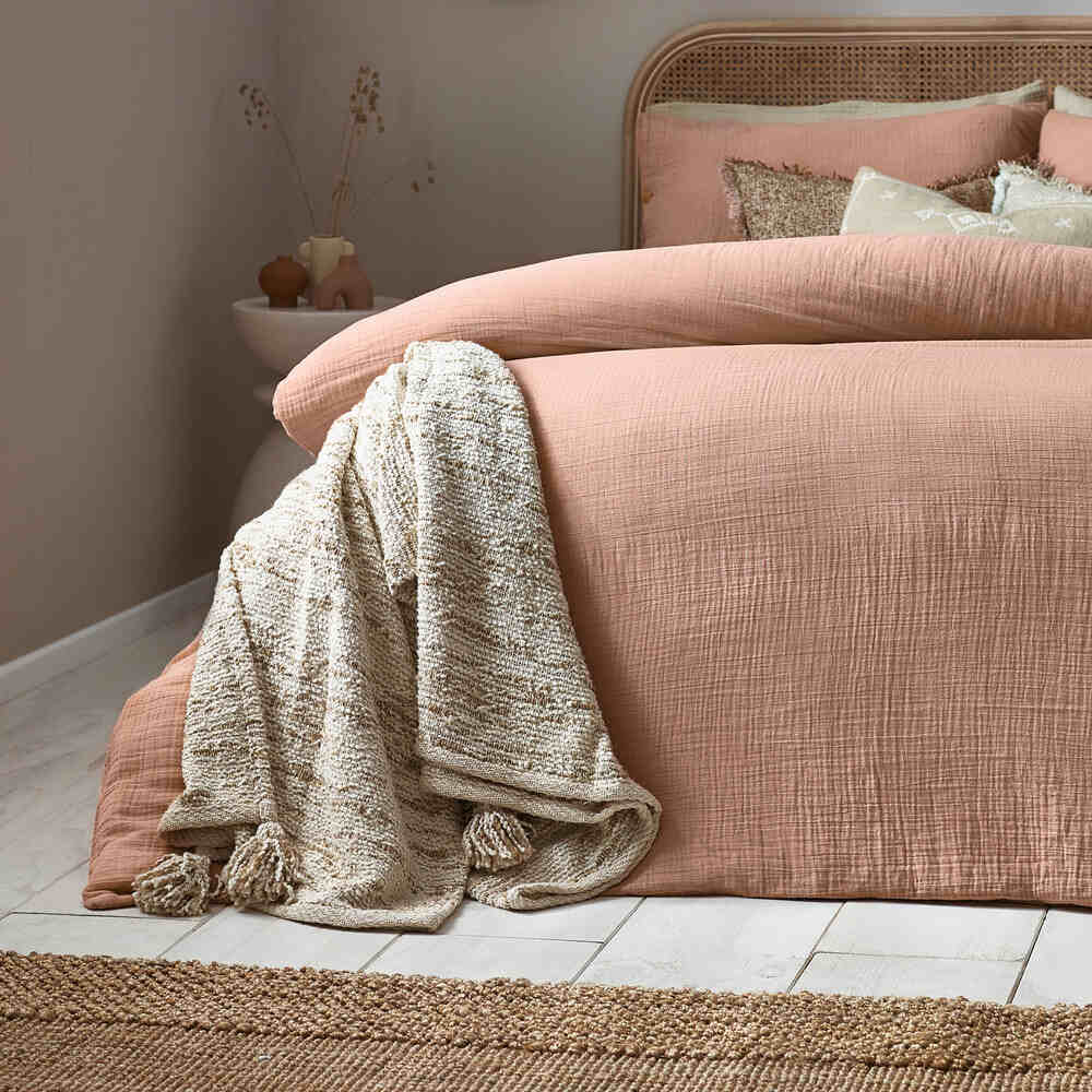 Soft Crepe Lark Duvet Cover Set - Blush