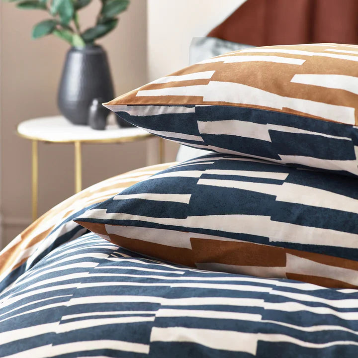 Hoem Piper Abstract Cotton Reversible Duvet Set Dusk King