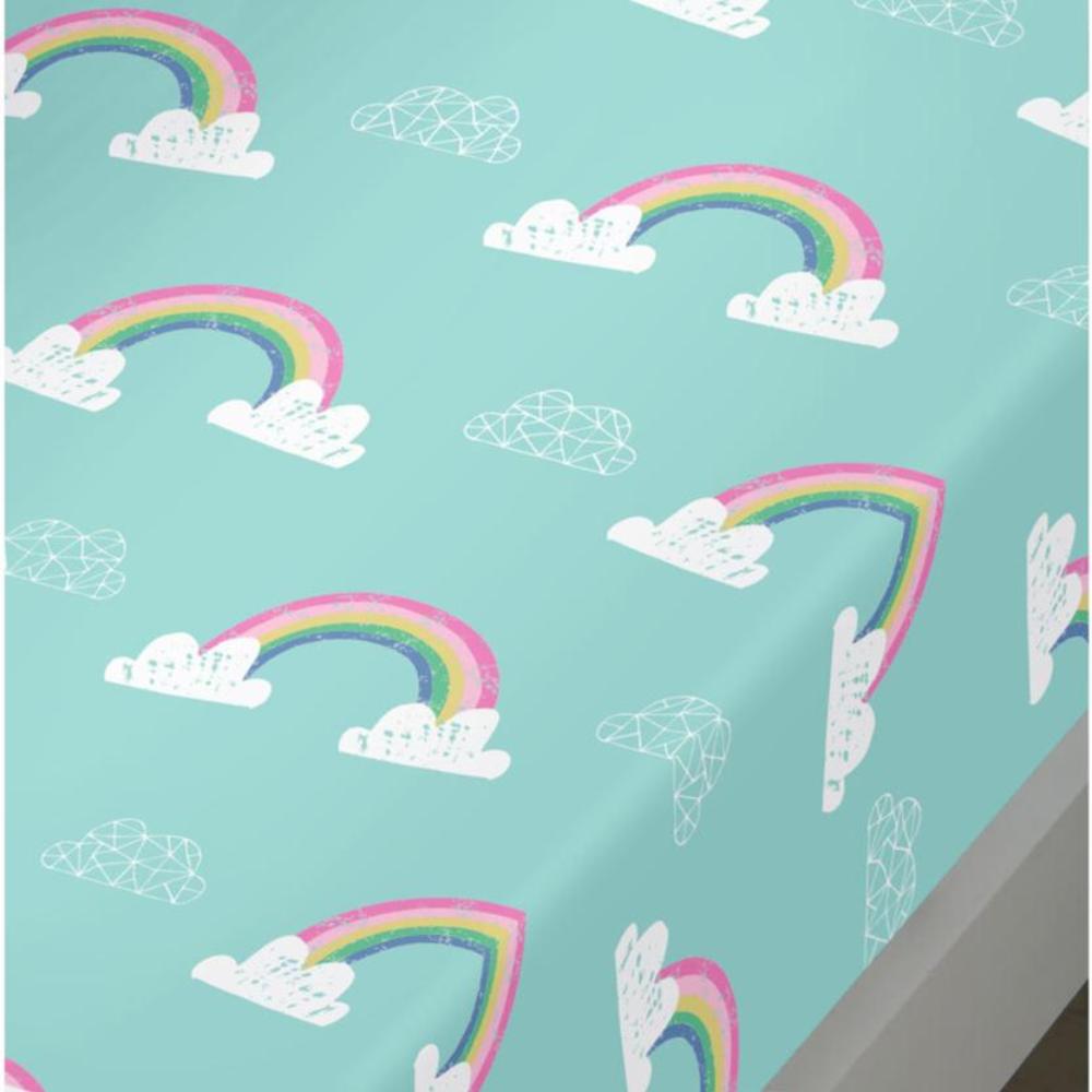 Rainbow Unicorn Multi Colour Fitted Sheet - Single