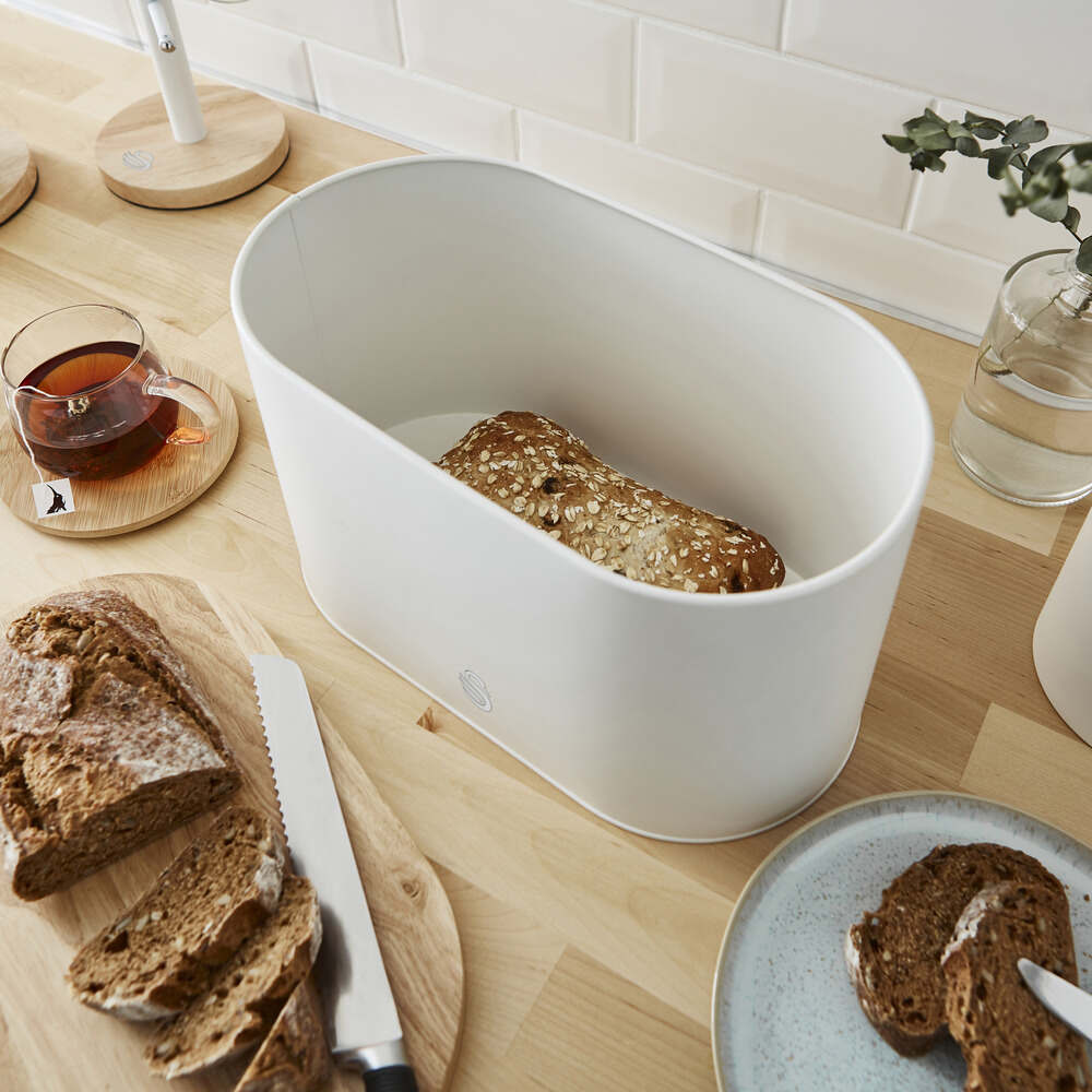 Swan Nordic Oval Bread Bin With Cutting Board Lid