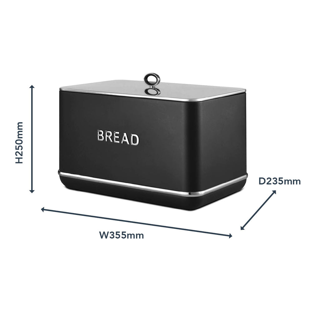 Tower Renaissance Retro Bread Bin - Black