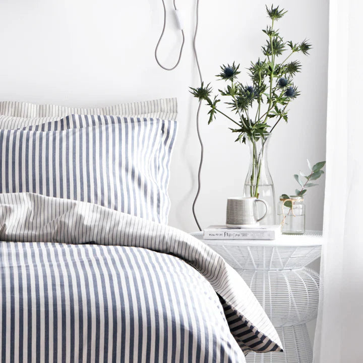 Hebden Stripe Navy/Grey King Duvet Set