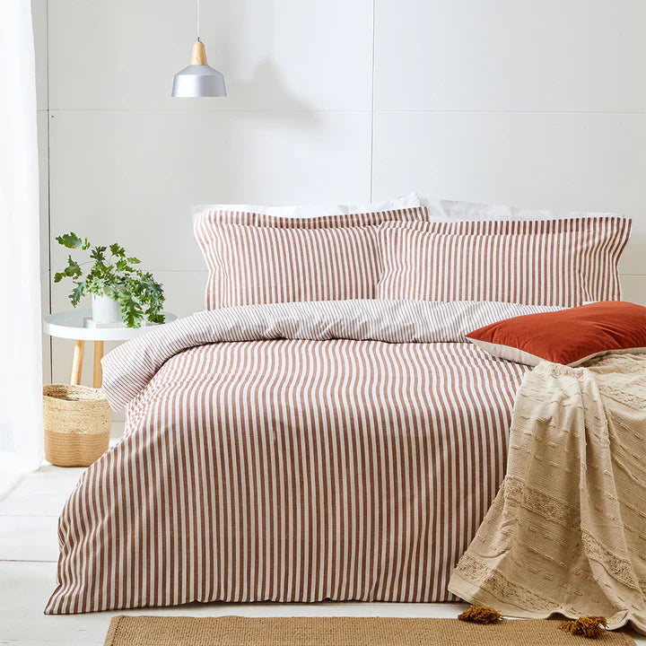 Hebden Stripe Pecan Duvet Cover King