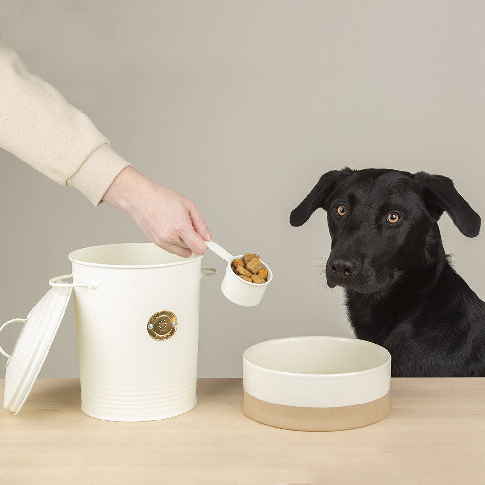 Scruffs Cantina 4L Steel Storage Pet Food Canister & Scoop - Cream