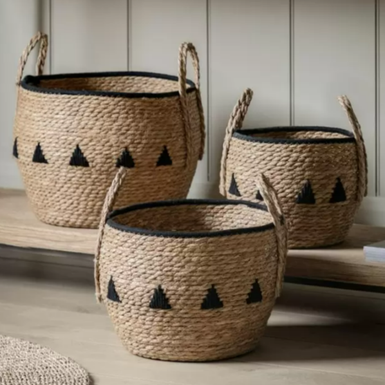 Alid Baskets Natural & Black Set of 3