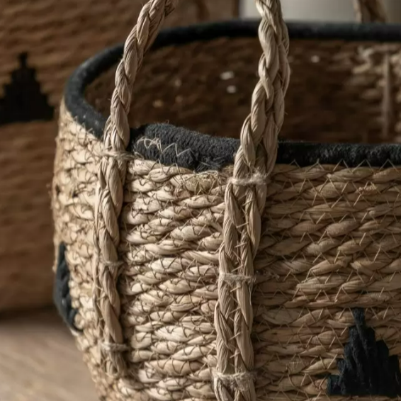 Alid Baskets Natural & Black Set of 3