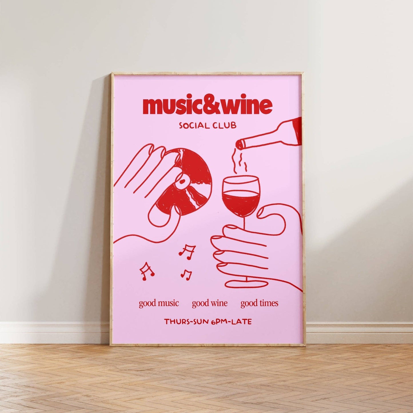Music & Wine Social Club A3 Print
