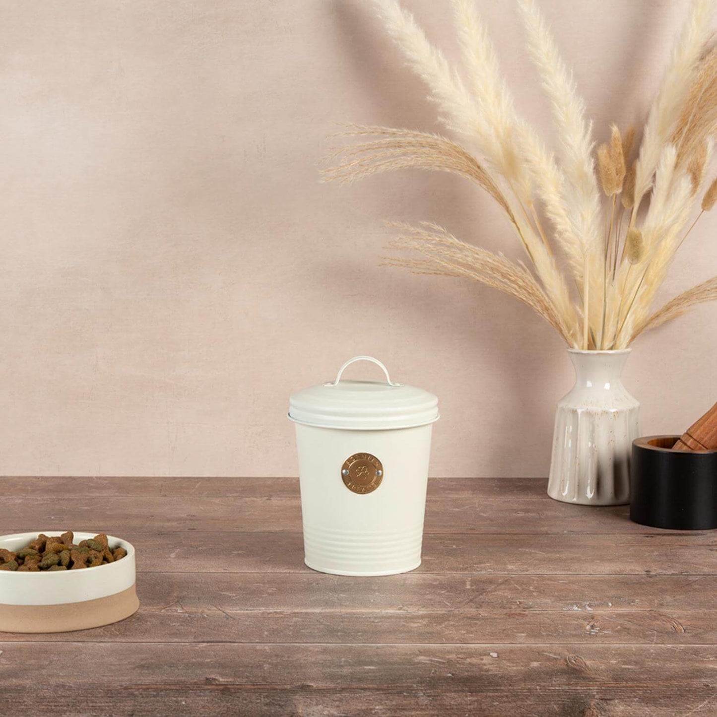 Scruffs Cantina 2L Steel Storage Pet Treat Canister - Cream