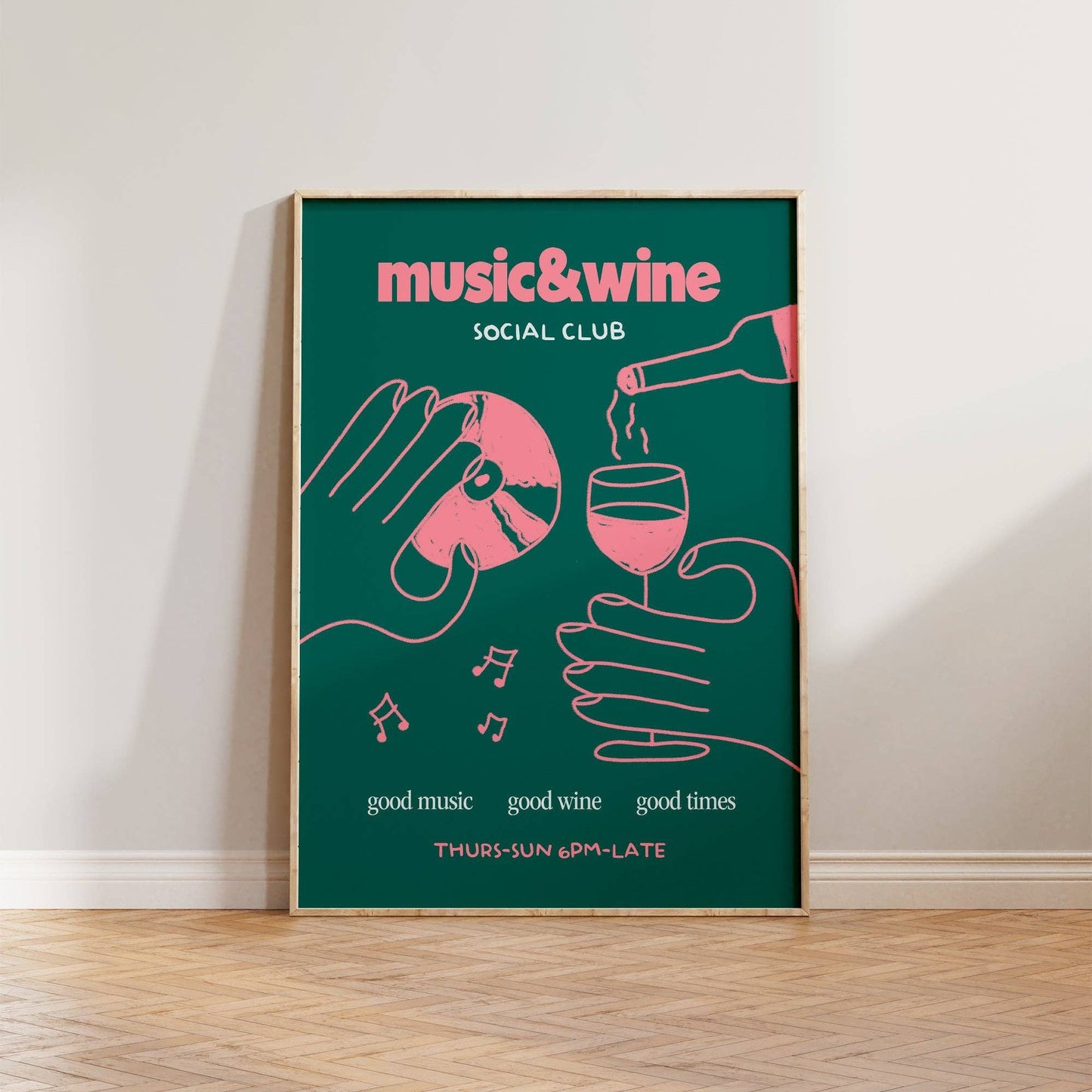 Music & Wine Social Club A3 Print