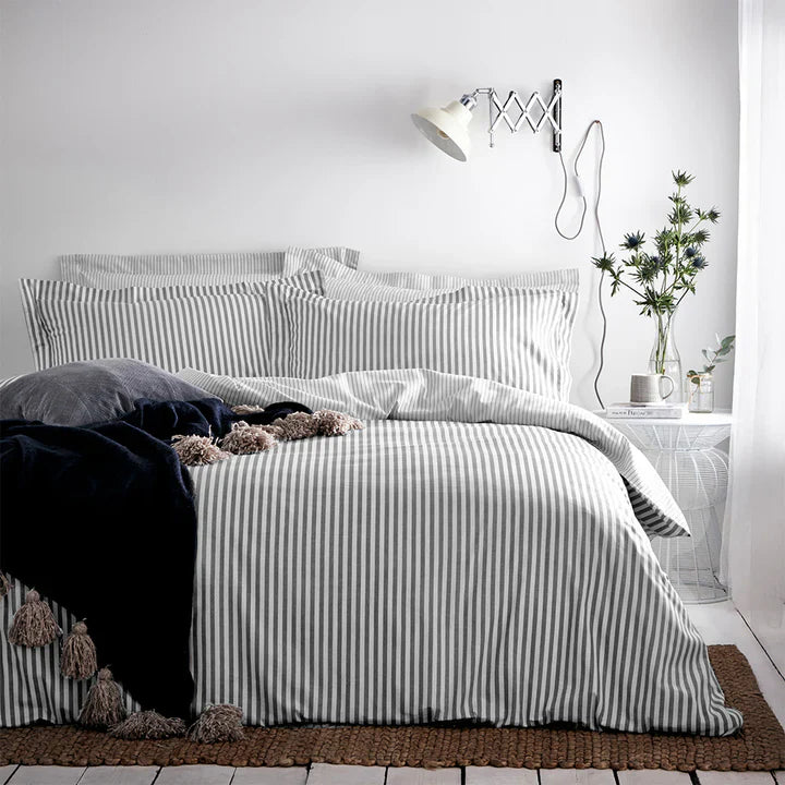 Hebden Stripe Grey King Duvet Set
