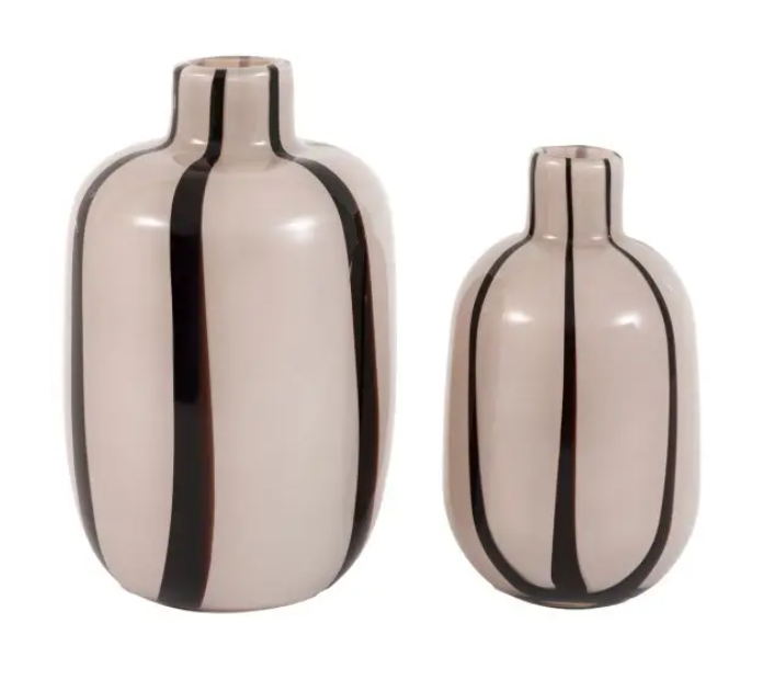 Linea Stripe Glass Vase Monochrome Set of 2