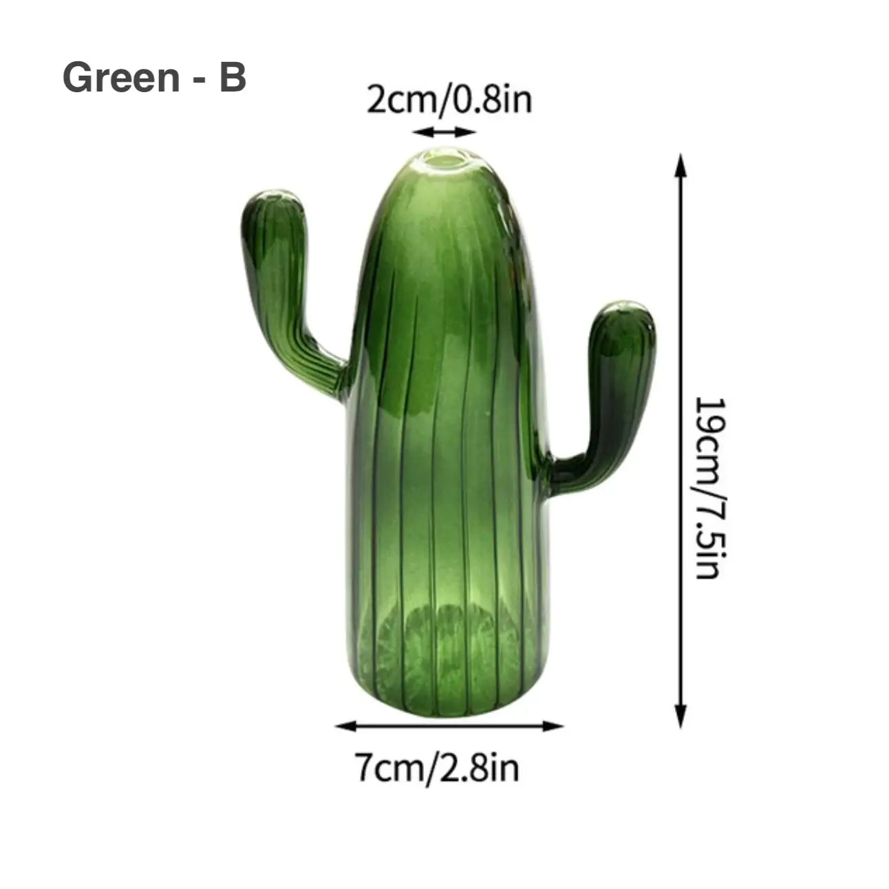 Long Cactus Shaped Glass Hydroponics Plant Vase