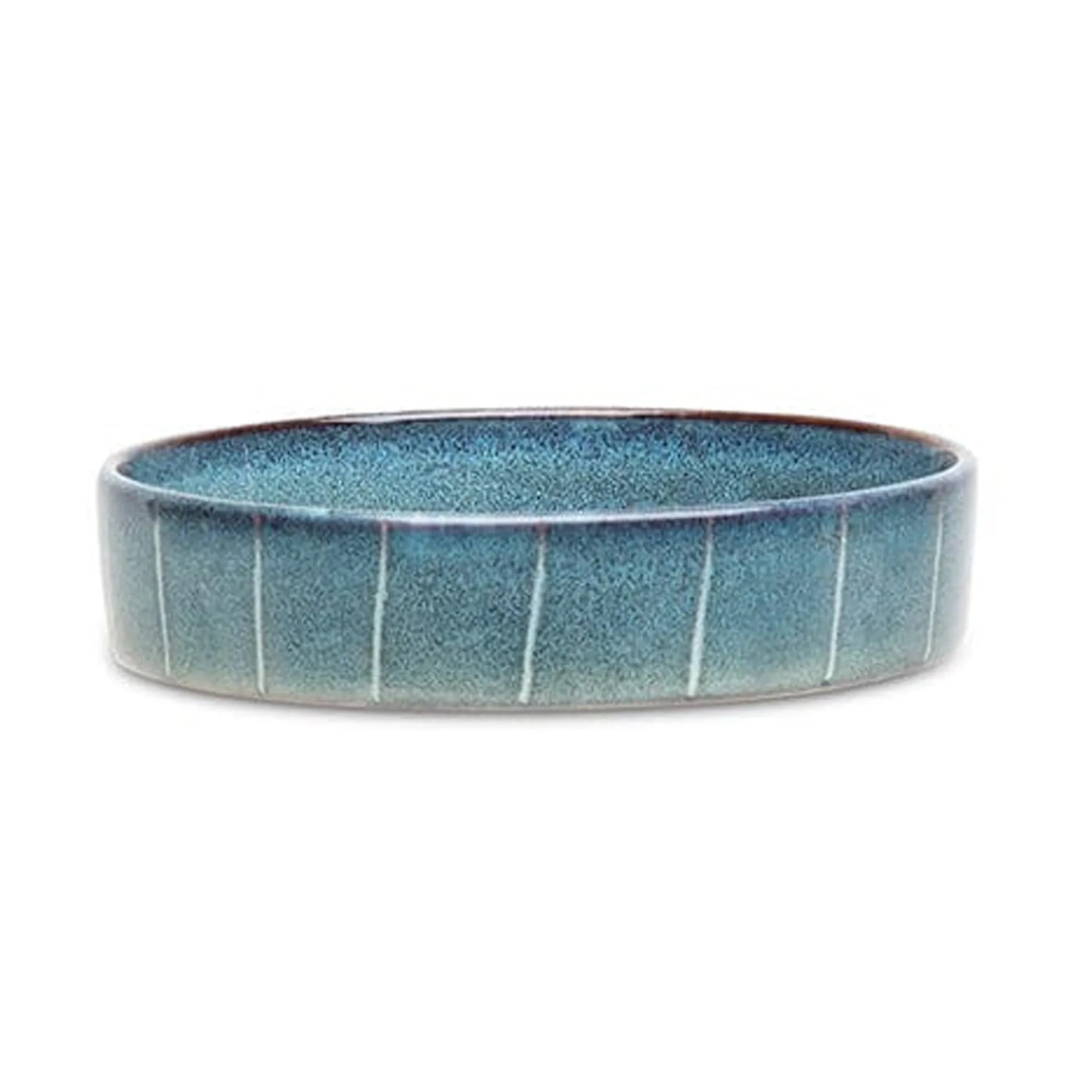 Scruffs Pinstripe Reactive Glaze Pet Saucer - 13cm Grey