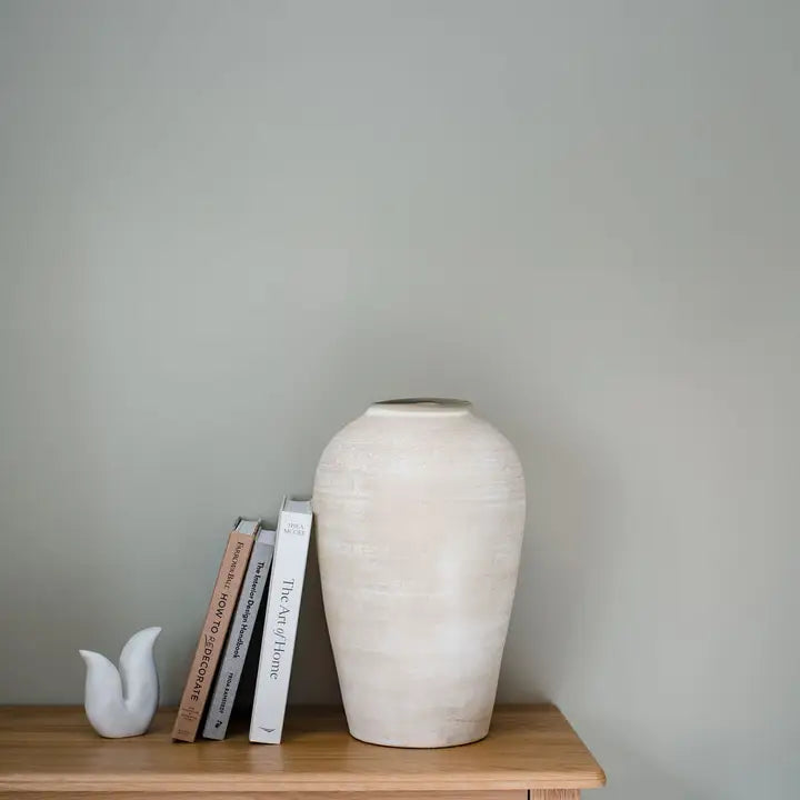 Large Terracotta Decorative Vase - Off White
