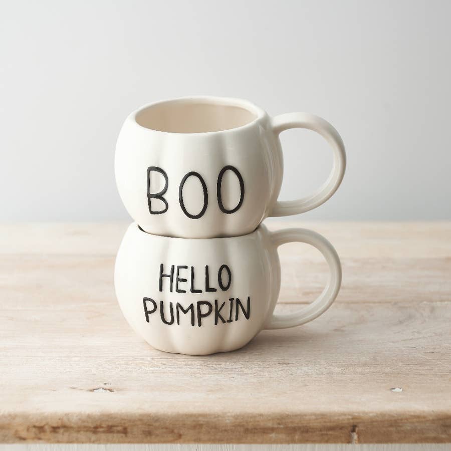 BOO Pumpkin shaped Mug, White