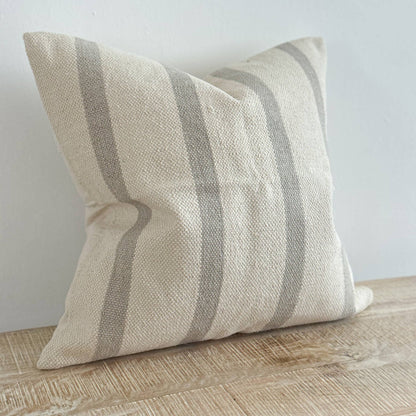 India Luxe Cotton Cushion Cover 45×45 – Grey Stripe
