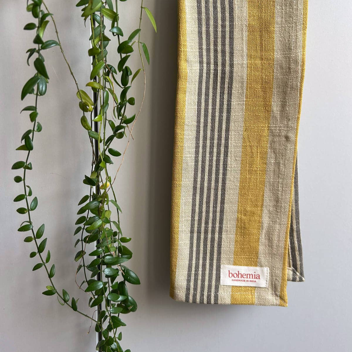 Jaipur Stripe Tea Towel, India Yellow