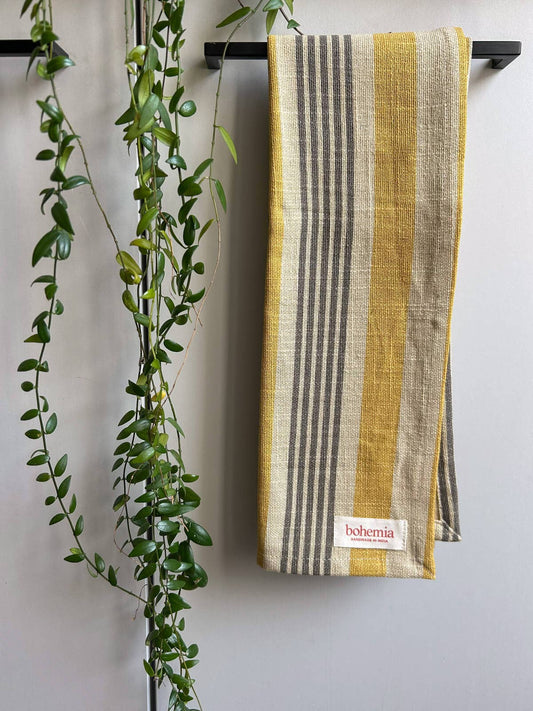 Jaipur Stripe Tea Towel, India Yellow