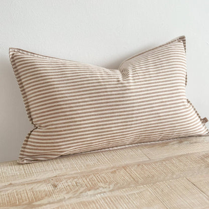 Darcy Cotton Cushion Cover 50x30cm – Brown Stripe
