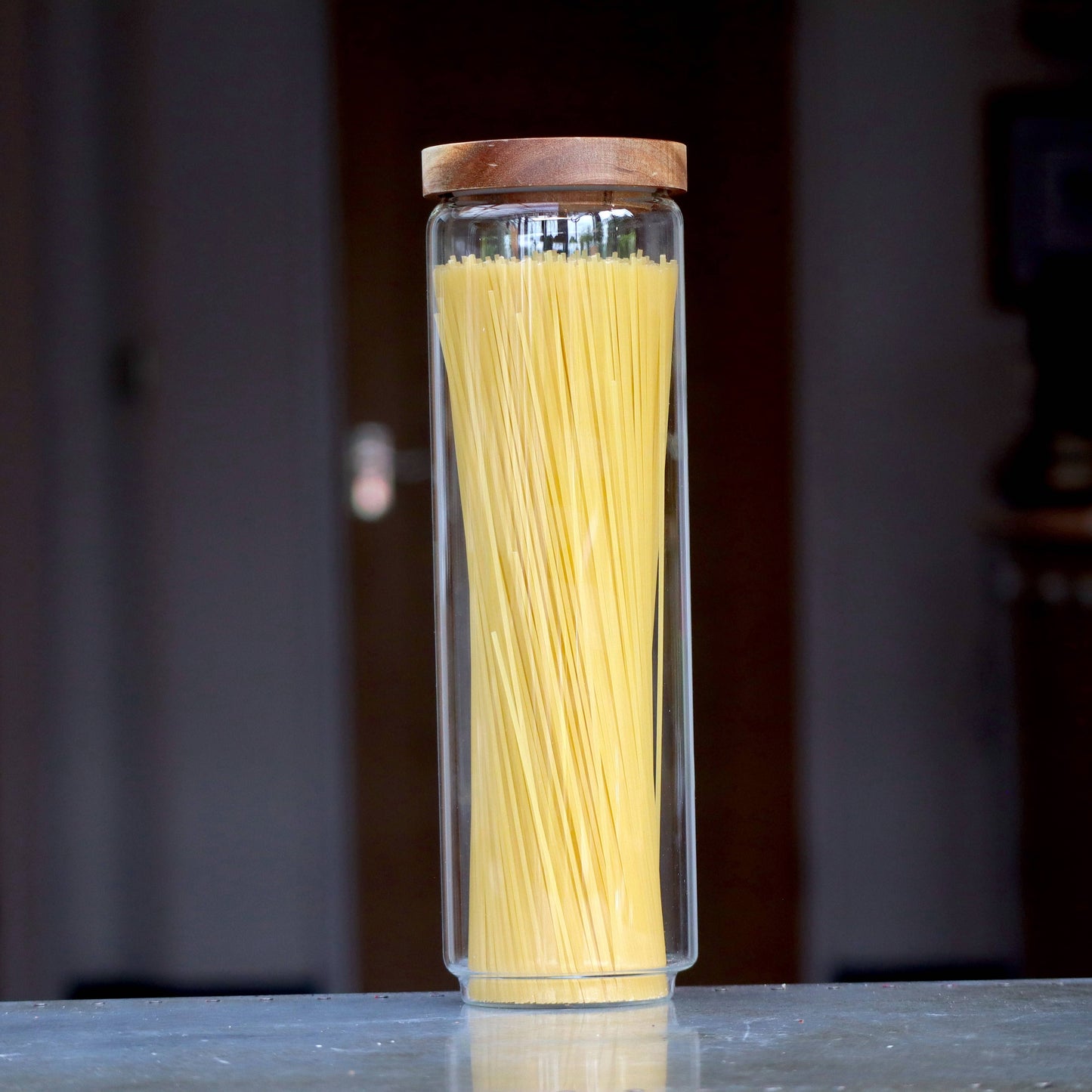 Glass Kitchen Pantry & Storage Jars with Acacia Lids