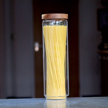 Glass Kitchen Pantry & Storage Jars with Acacia Lids