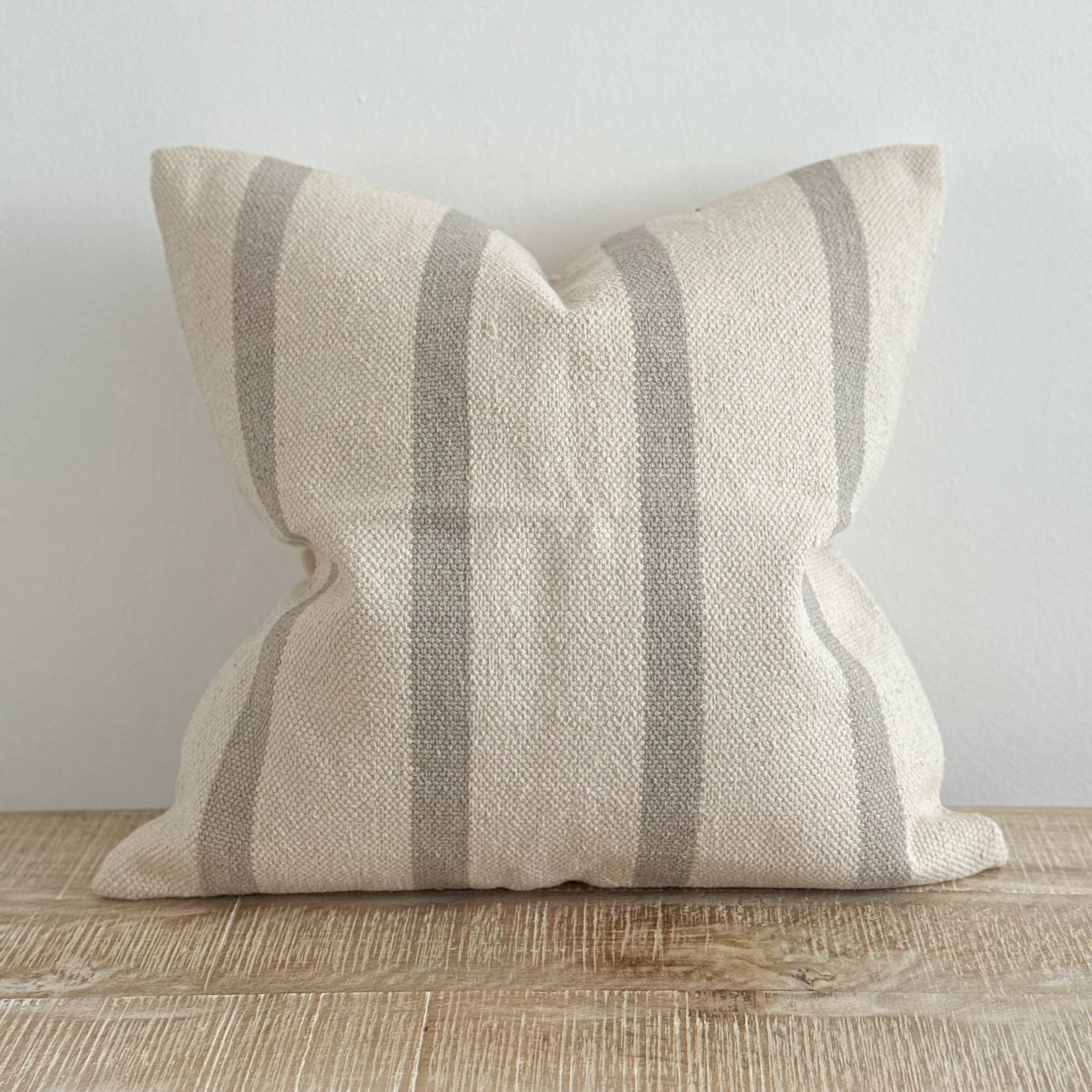 India Luxe Cotton Cushion Cover 45×45 – Grey Stripe