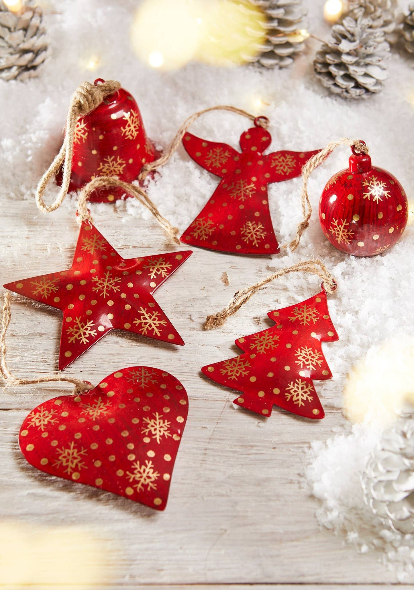 Red Star With Gold Snowflake Decoration