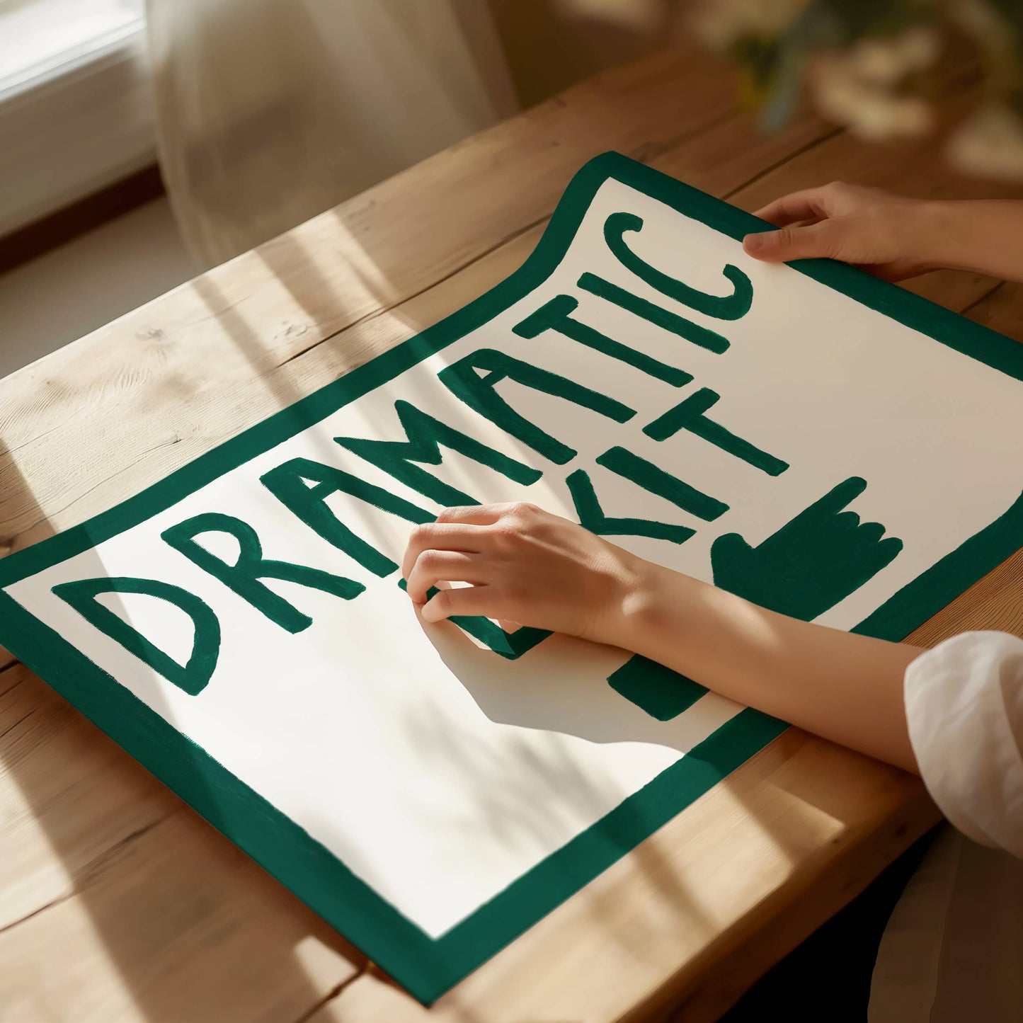 Dramatic Exit Hand Painted Print A3