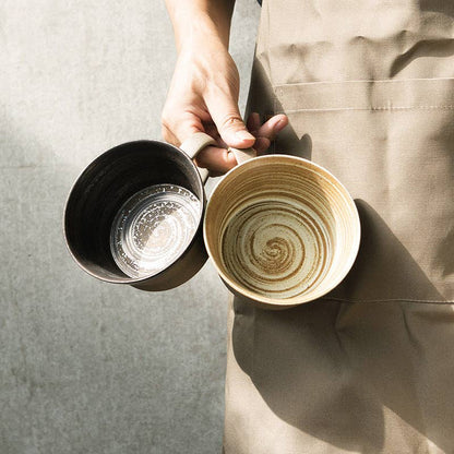Gohobi Handmade Stoneware Black and Brown Coffee Mug