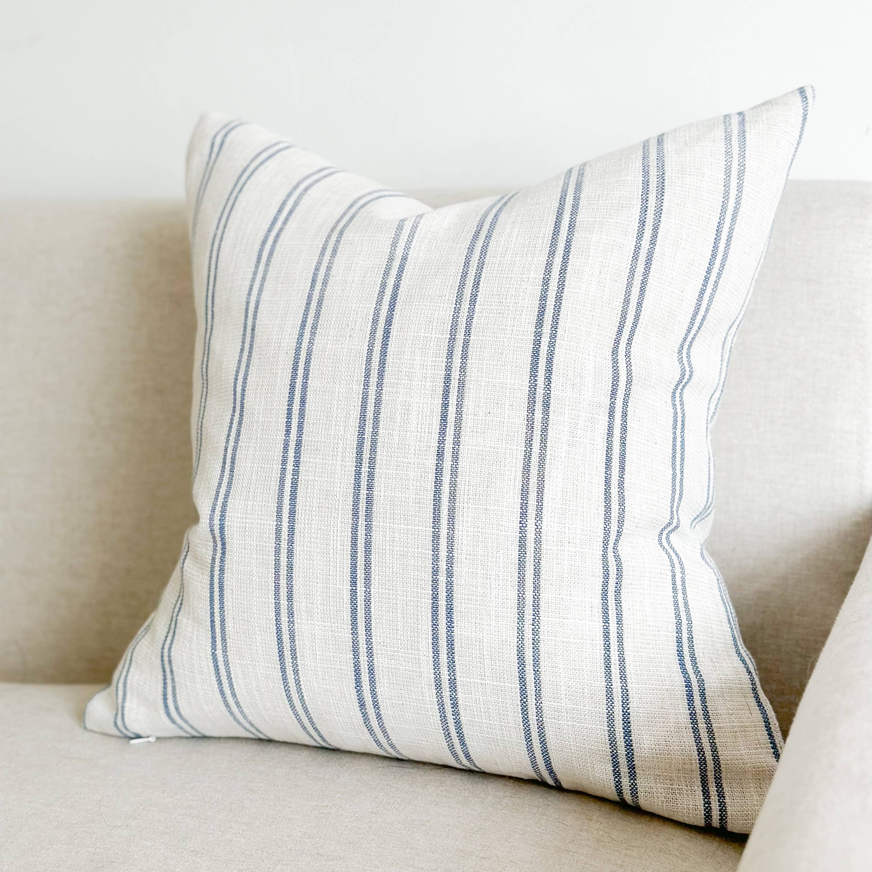 Rosie Cushion Cover 45x45 - Blue & Cream Stripe