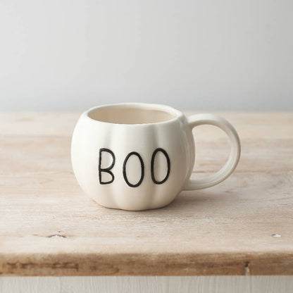 BOO Pumpkin shaped Mug, White