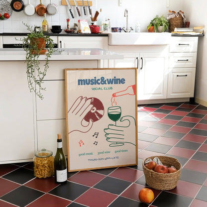 Music & Wine Social Club A3 Print