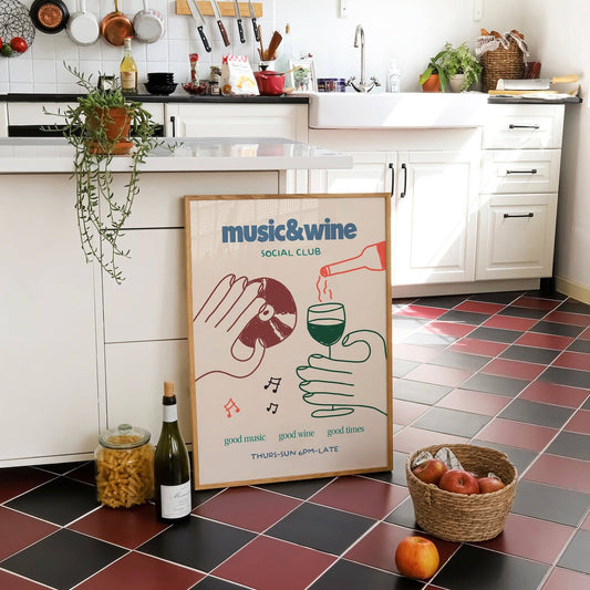 Music & Wine Social Club A3 Print