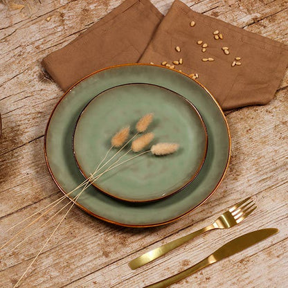 20.5cm green stoneware dessert plate BARBADE