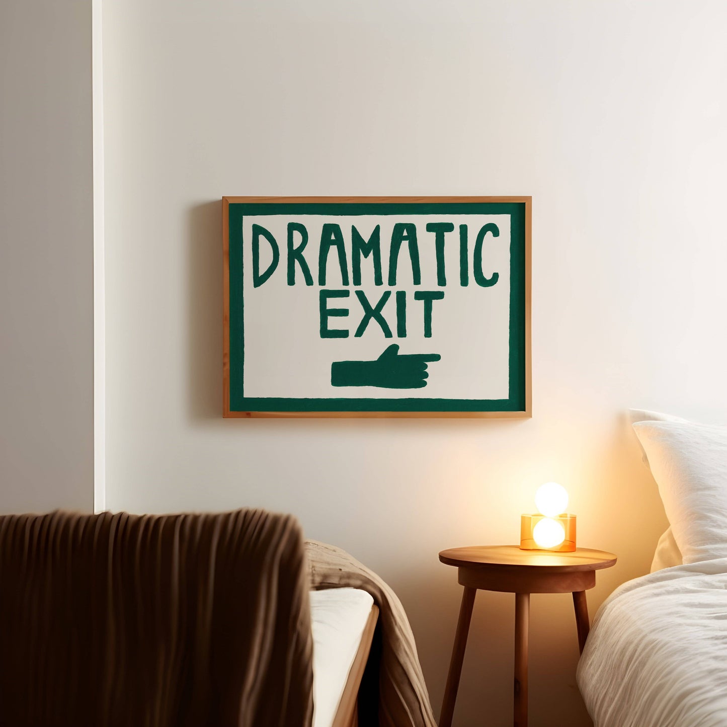 Dramatic Exit Hand Painted Print A3