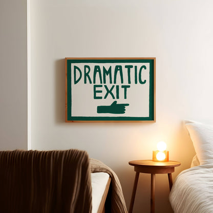 Dramatic Exit Hand Painted Print A3