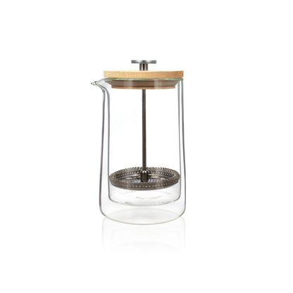 500 ml double walled glass and wood French press