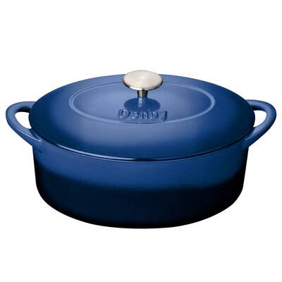 DENBY COBALT CAST IRON 28CM OVAL CASSEROLE