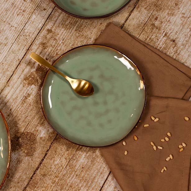 20.5cm green stoneware dessert plate BARBADE