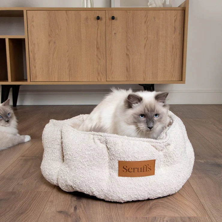 Scruffs Boucle Cat/Small Dog Bed - Cream