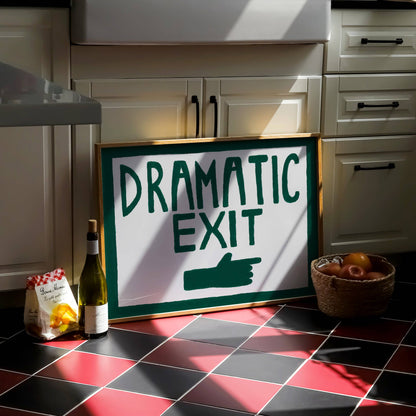 Dramatic Exit Hand Painted Print A3