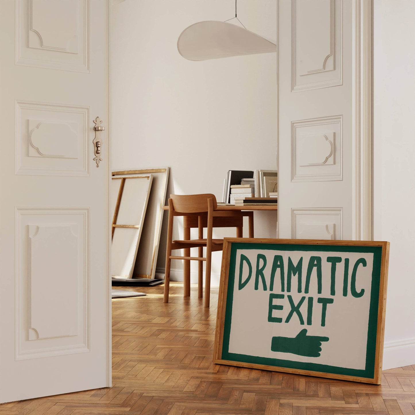 Dramatic Exit Hand Painted Print A3