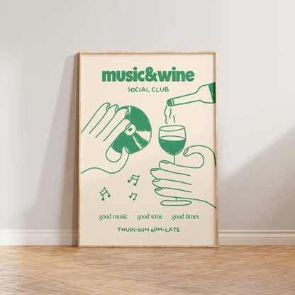 Music & Wine Social Club A3 Print