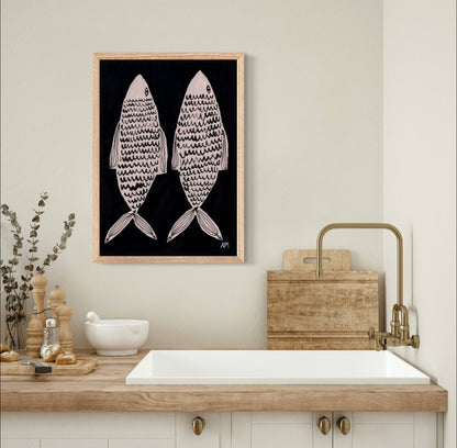 Two Fish Contemporary Art Print A3