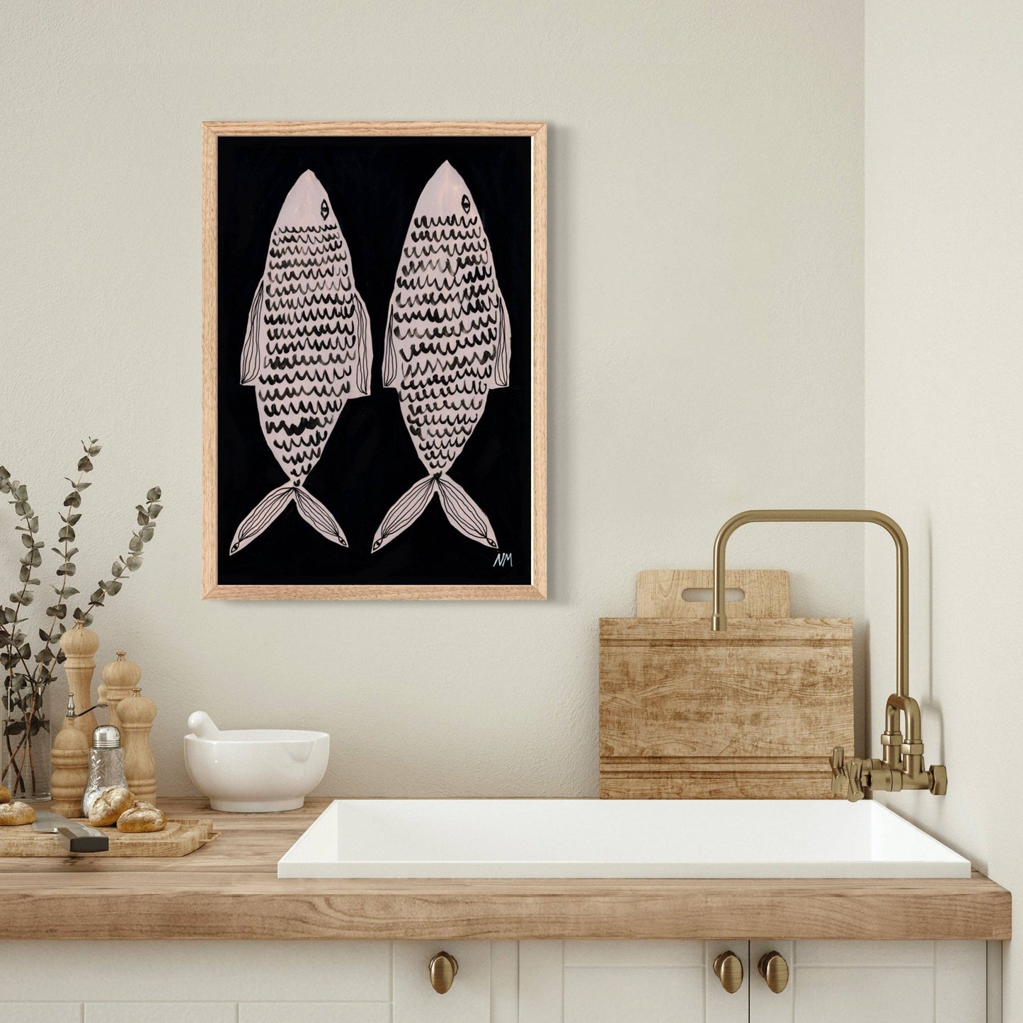 Two Fish Contemporary Art Print A3