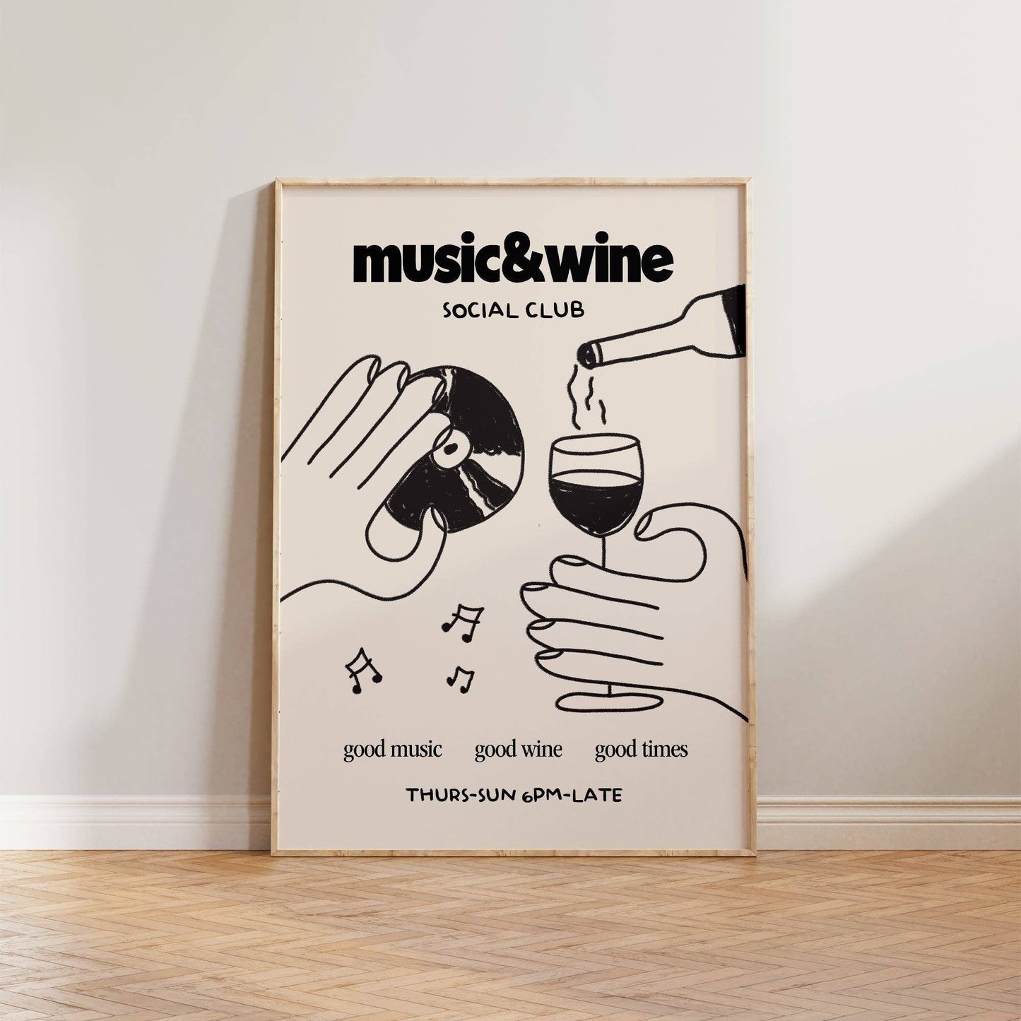 Music & Wine Social Club A3 Print